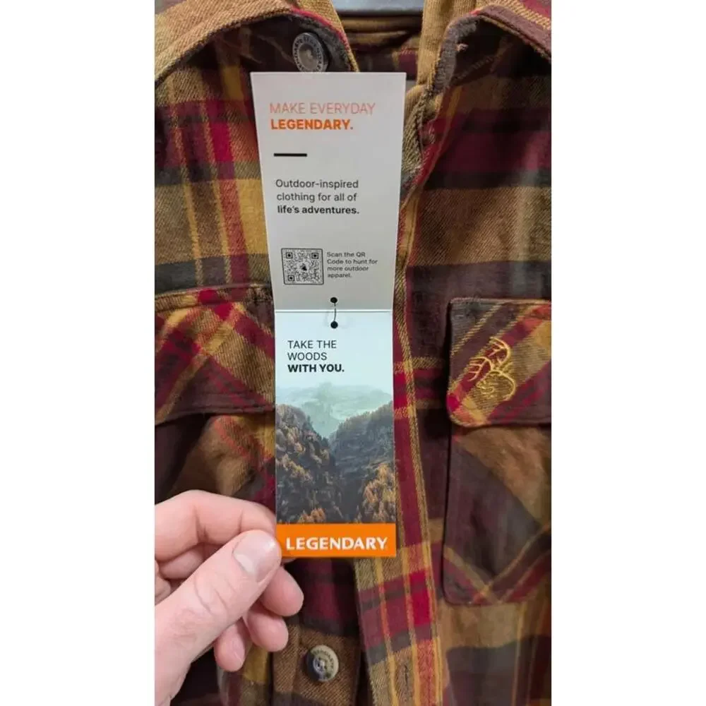 Legendary Whitetails Hooded Flannel Jacket - Men's Medium - Maple Plaid Pattern - Picture 8 of 9